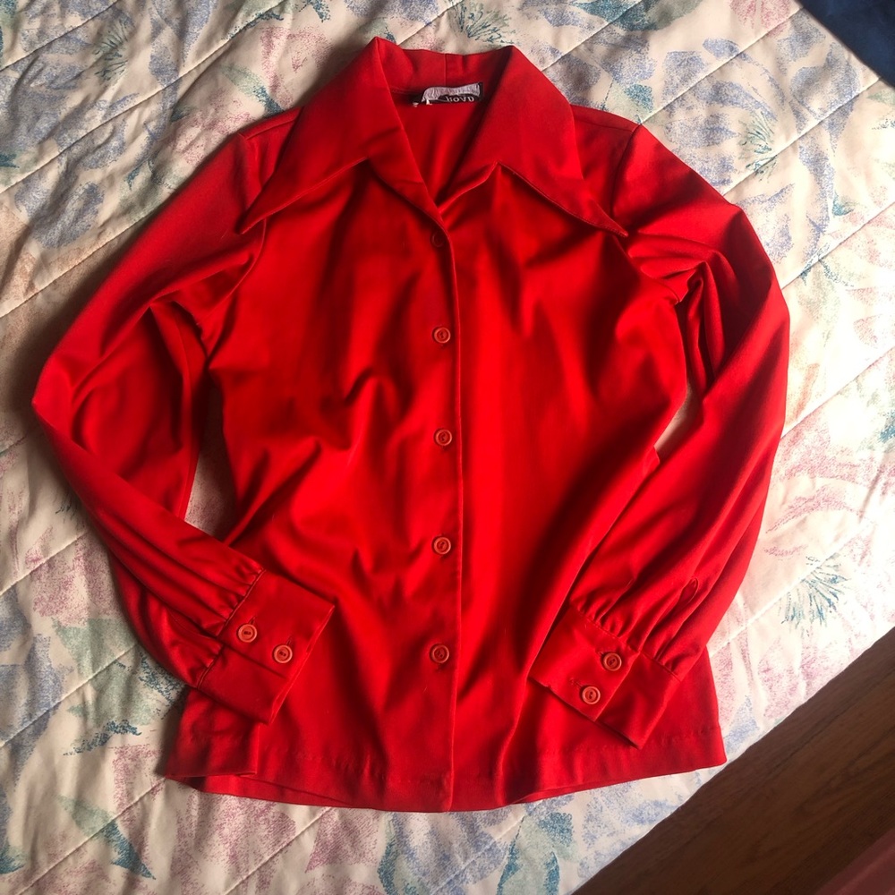 Vintage Red Button Up - Small/Medium
